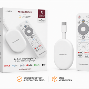 Thomson Go Cast 152 Streaming Dongle, 4K UHD Google TV, Spraakbesturing, Google Cast